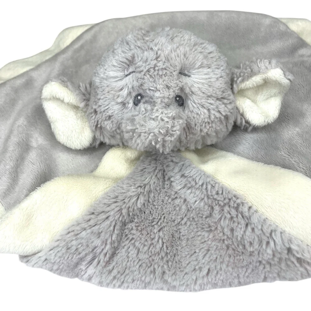 Baby Ganz Emerson Elephant Lovey Security Blanket Toy Gray Cream 13” NO TAGS